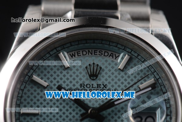 Rolex Day-Date Clone Rolex 3255 Automatic Stainless Steel Case/Bracelet with Blue Dial and Stick Markers - Click Image to Close
